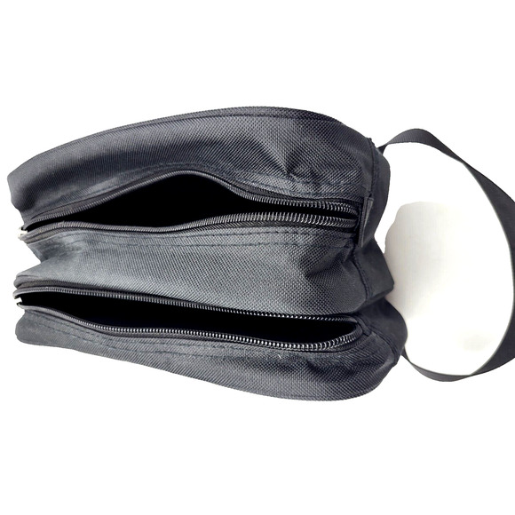 Everest Black Dual Compartment Toiletry Travel Bag Carry Handle Zipped 9.5x6x5" - Picture 4 of 6